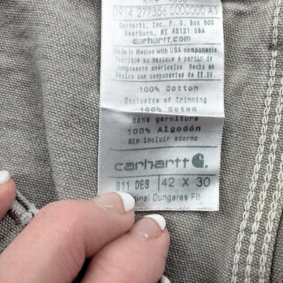 Carhartt B11-DES Washed Duck Canvas Carpenter Work Pants Mens 42x30 Desert - Picture 2 of 6